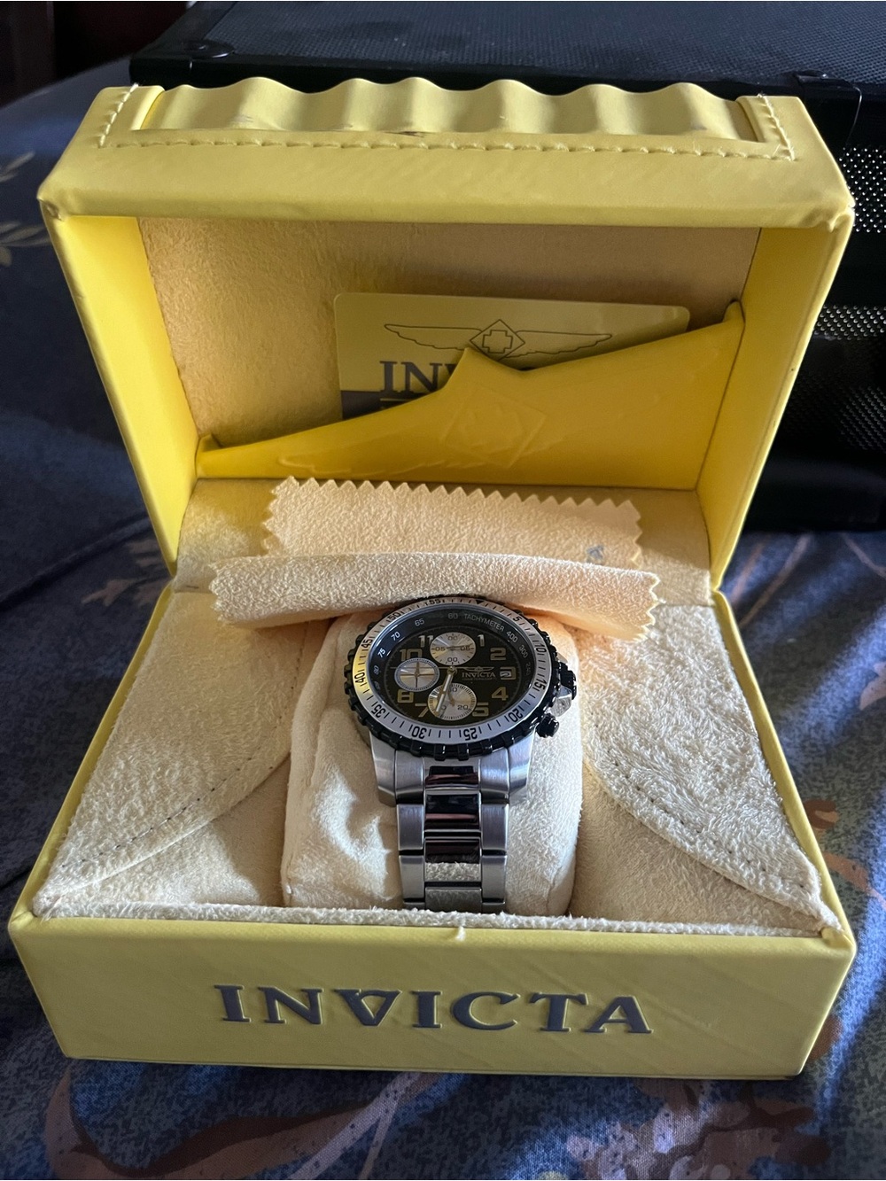 Invicta Silver and Black Chronograph Watch in Box - Picture 1 of 8